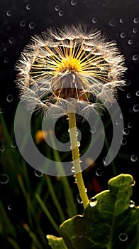 Seeds dandelion mirror reflection Dark background dandelions in 1690444263815 4