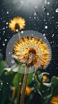 Seeds dandelion mirror reflection Dark background dandelions in 1690444263815 8