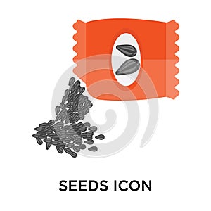 Seeds icon vector sign and symbol isolated on white background,