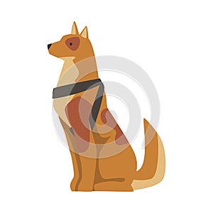 Seeing Eye Dog, Specially Trained Guide Pet Animal Cartoon Vector Illustration