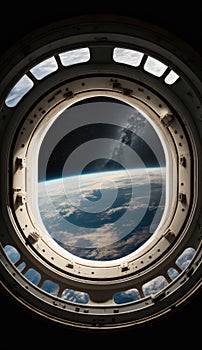 Seeing planet earth from space inside a space ship