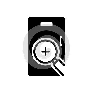Black solid icon for Seek, scrutinize and finding photo