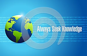 always seek knowledge globe sign concept