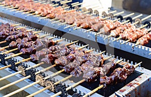 Seekh kabab being prepared