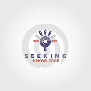 Seeking knowledge education vector logo design