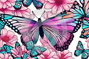 , Butterfly with Flower Wings, Vector Design, Fashion, Poster, Card, Sticker photo