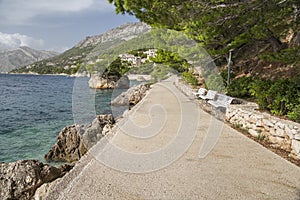 Seepromenade in Brela an der Makarska Riviera,Dalmatien,Adria,Kroatien