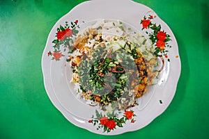 Sega Lengko or Nasi Lengko or Lengko Rice is a traditional vegetarian food from Cirebon, Indonesia