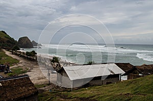 Seger Beach in Lombok on a cloudy and windy day