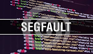 Segfault concept illustration using code for developing programs and app. Segfault website code with colourful tags in browser