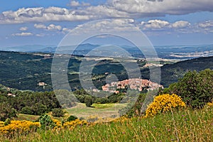 Seggiano, Grosseto, Tuscany, Italy: landscape of the countryside with the ancient hill town