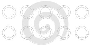 Segment circle graph icon set 1-10