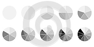 Segment circle graph icon set 1-10