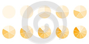 Segment circle graph icon set 1-10