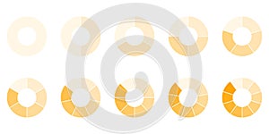 Segment circle graph icon set 1-10