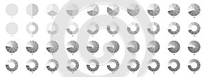 Segment slice icon. Wheel round diagram part. Pie chart design element. Circle section graph. 2,3,4,5,6 segment