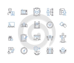 Segmentation and targeting line icons collection. Demographics, Psychographics, Behavioural, Geographic, Market, Niches