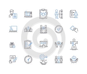 Segmentation and targeting line icons collection. Demographics, Psychographics, Behavioural, Geographic, Market, Niches photo