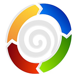 Segmented circle arrow. Circular arrow icon. Process, progres, r