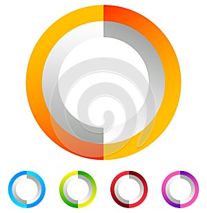 Segmented circle generic abstract icon, circular geometric logo