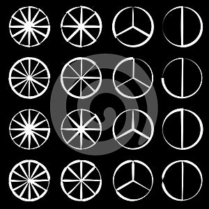 Segmented circle - Pie chart, pie graph outline set