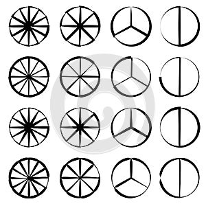 Segmented circle - Pie chart, pie graph outline set