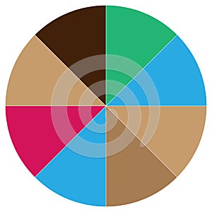 Segmented circle pie graph, pie chart infographics, presentation template design element from 1 to 36 segments