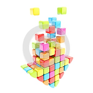 Segmented rainbow colored cube glossy colorful arrow