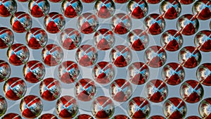 segmented silvery-red spheres. abstract three-dimensional background. 3d render