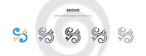 Segno icon in different style vector illustration. two colored and black segno vector icons designed in filled, outline, line and photo