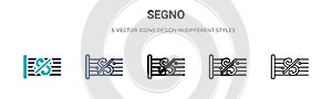 Segno icon in filled, thin line, outline and stroke style. Vector illustration of two colored and black segno vector icons designs photo