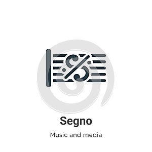 Segno vector icon on white background. Flat vector segno icon symbol sign from modern music and media collection for mobile photo