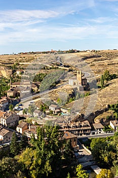 Segovia, Spain, landscape of city outskirts with Spanish residential architecture. photo