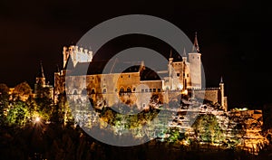 Alcazar, Spanish castle of Segovia by night photo