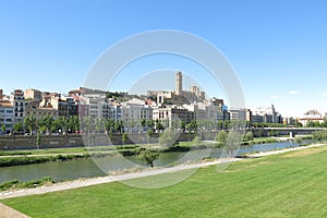 The Segre River as it passes through the city of Lleida