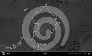 Segria outlined, Spain. Grayscale