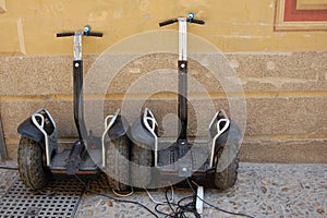 Segways in the street for tourists  photographed in Granada (Spain)