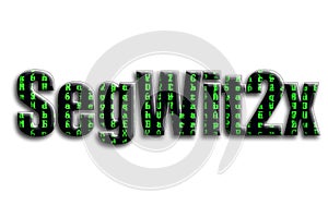 SegWit2x. The inscription has a texture of the photography, which depicts the green glitch symbols