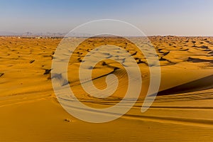 Seif dunes in the Arabian red desert at Hatta near Dubai, UAE photo