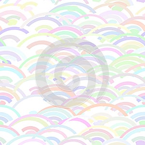 Seigaiha literally means blue wave of the sea. rainbow seamless pattern abstract scales simple Nature background japanese circle p