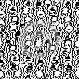Seigaiha literally means wave of the sea. seamless pattern abstract doodle lines scales simple Nature background japanese circle