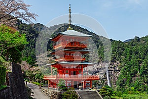 Seigantoji temple and Nachi waterfall in spring, Wagayama Japan