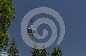 Seilbahn on Kanzelhohe from Annenheim with blue sky in summer hot day