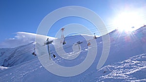 Seilbahn Lift Kaprun Zell am See Austria Skiing Wintersport Alps Blue Sky