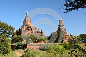 Sein Nyet Ama temple and Sein Nyet Nyima pagoda. Bagan. Mandalay region. Myanmar