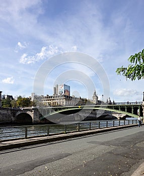 The seine banks in Paris with a view on the justice palace