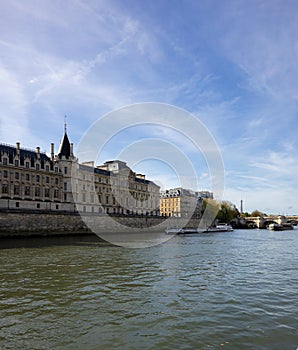 The seine banks in Paris with a view on the justice palace