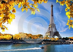 Seine and Eiffel Tower in autumn