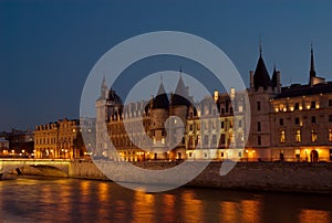 The Seine at Night, Paris, France photo