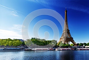 Seine in Paris with Eiffel tower